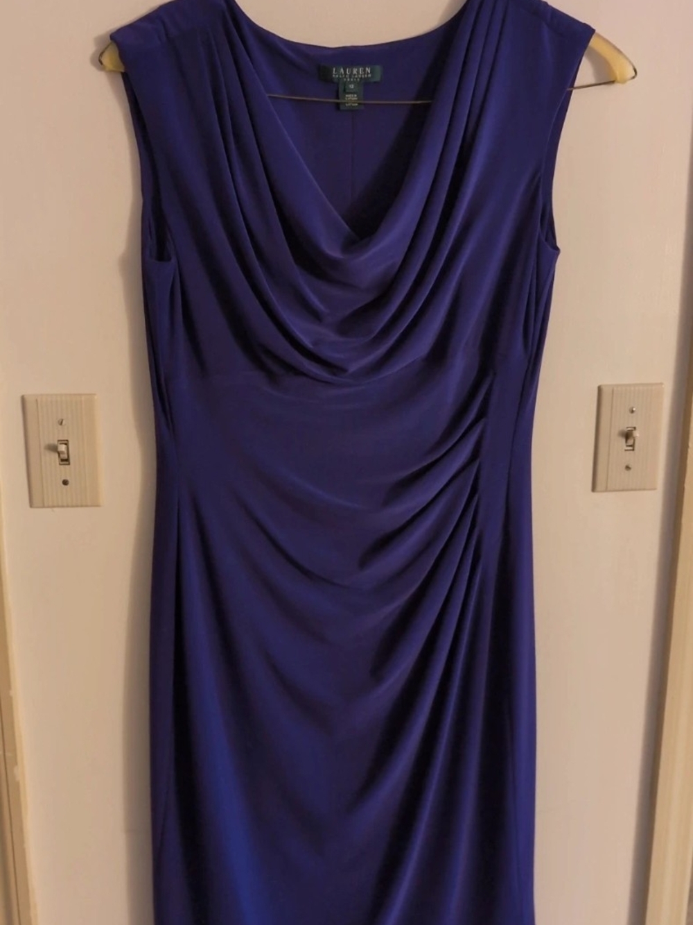 Lauren Ralph Lauren Sleeveless Cowl Neck Royal Purple Dress